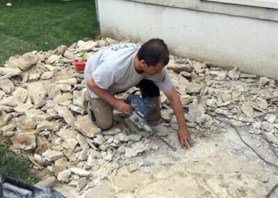 Démolition de pavage de pierre