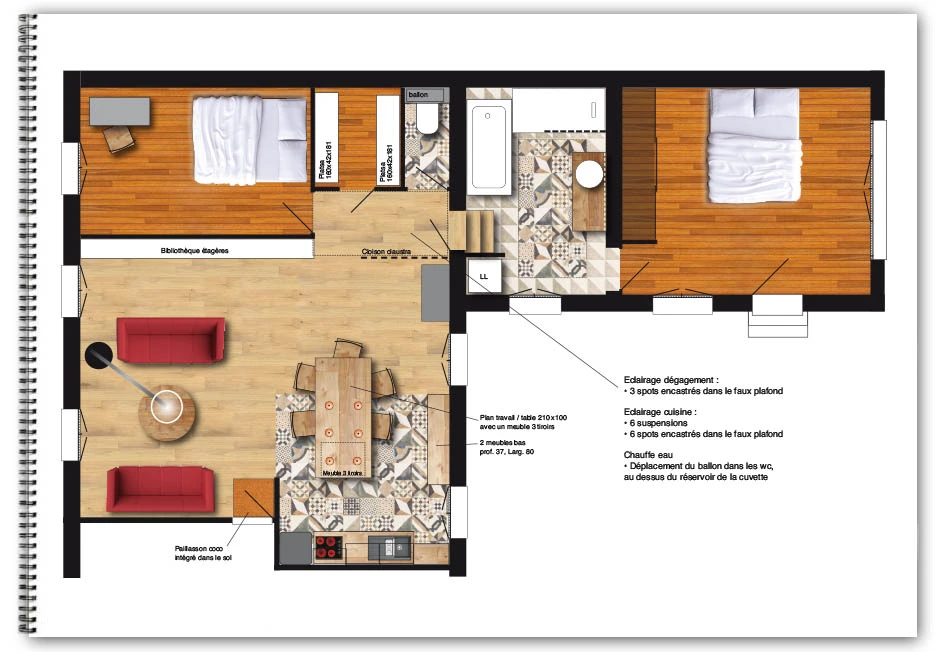 Liaison d'un appartement et de son extension Etude de décorateur pour cette appartement et son extension
