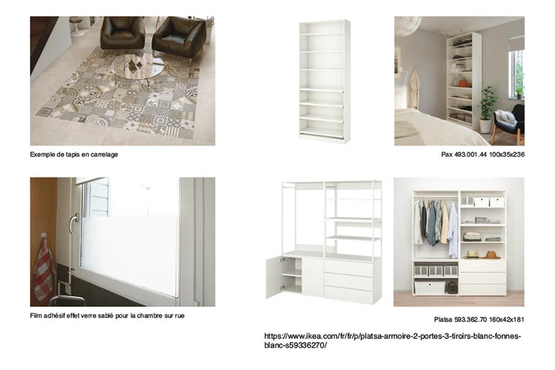 Elements de décoration, vitrage sablé, pose de carrelage en tapis dans la salle de bain… Eléments de décoration